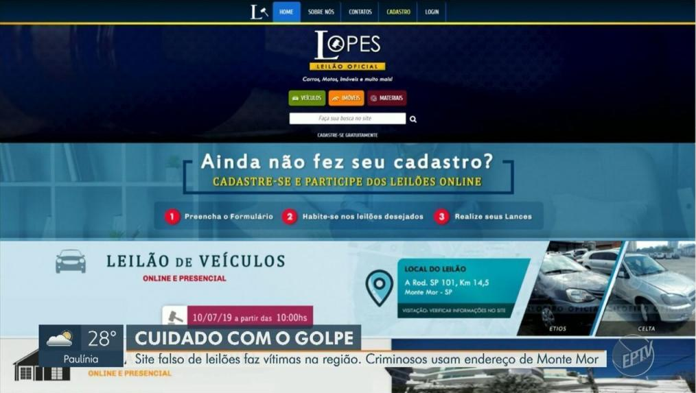 Site de leilão que pratica golpes de vendas de veículo está sem previsão para sair do ar